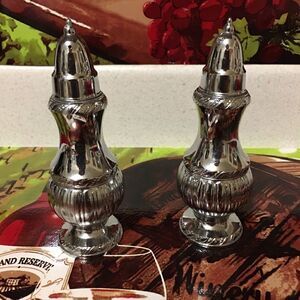 Vintage heavy silver plated salt shakers